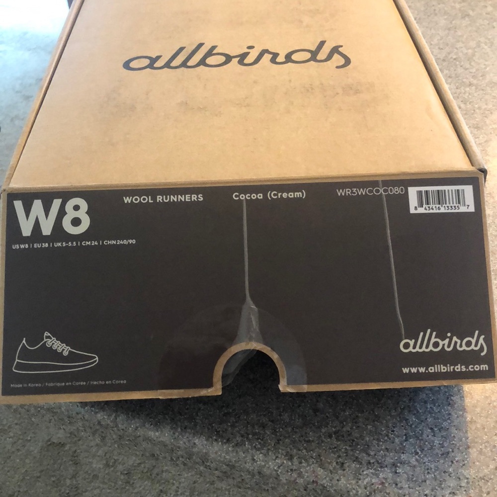 All birds wool runners W8 Cocoa never used shoes